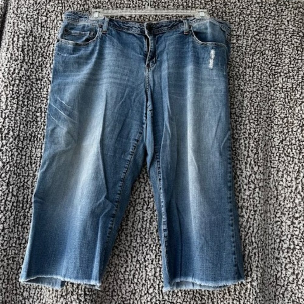 MIXIT Cropped Fringed Edge Denim Jeans